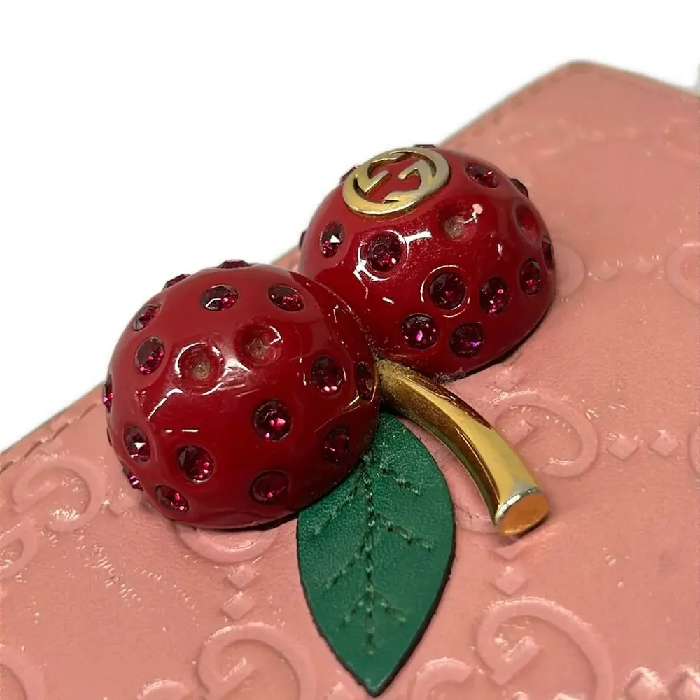 Gucci Cherry Bifold Wallet 476050 Pink Red Multi